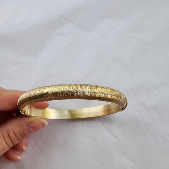 Veronese Italy Vermeil Silver 925 Brushed Hinged Scanalato Bangle Bracelet New - Picture 3 of 7